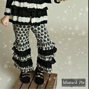 Mustard Pie Wide Leg Layered Mixed Print Pixie Pants